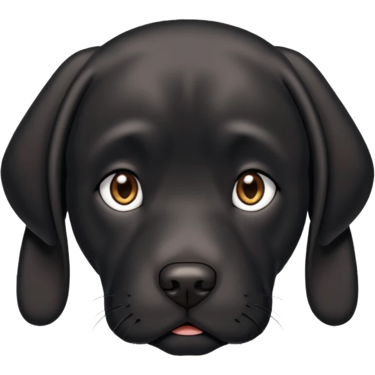 Black lab with a sad face emoji