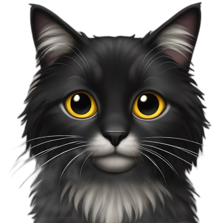 black super long fur cat emoji