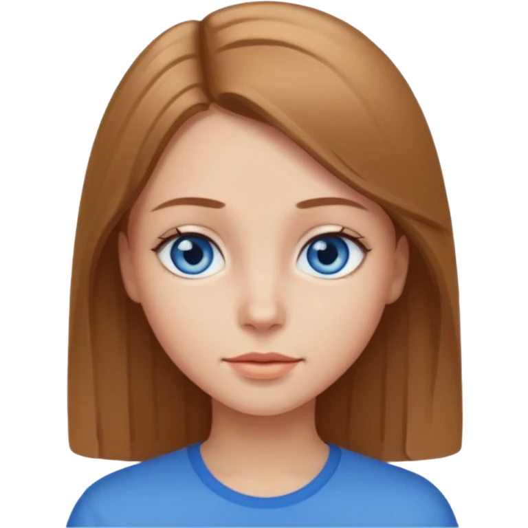 Girl with light brown straight hair with blue eyes emoji