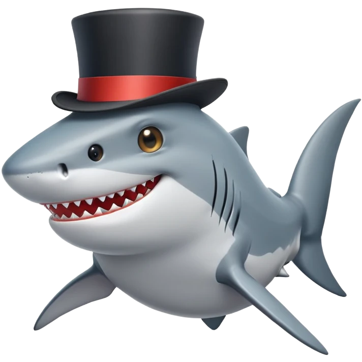 Shark with a top hat emoji