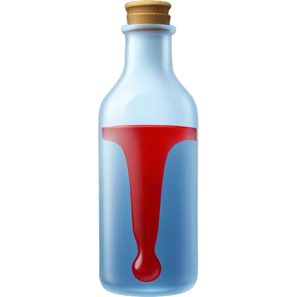Medicinial bottle with an red liquid emoji
