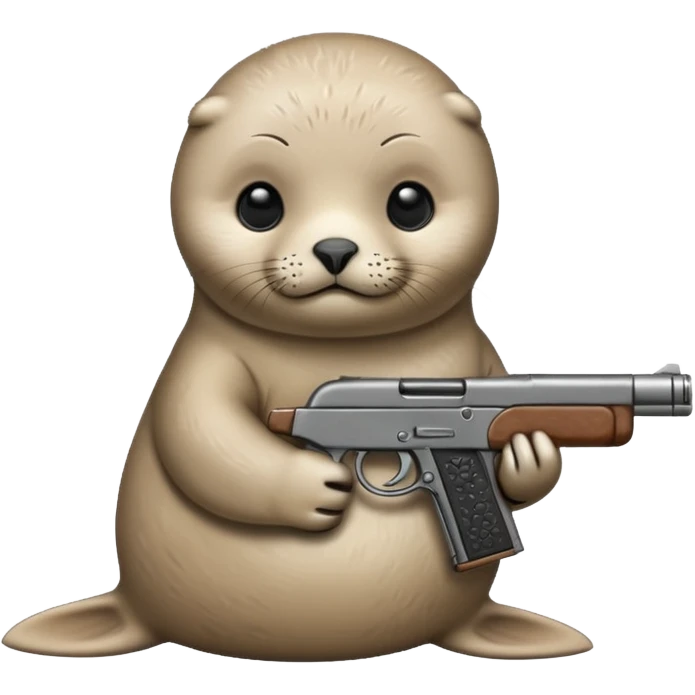 Baby seal with a gun emoji