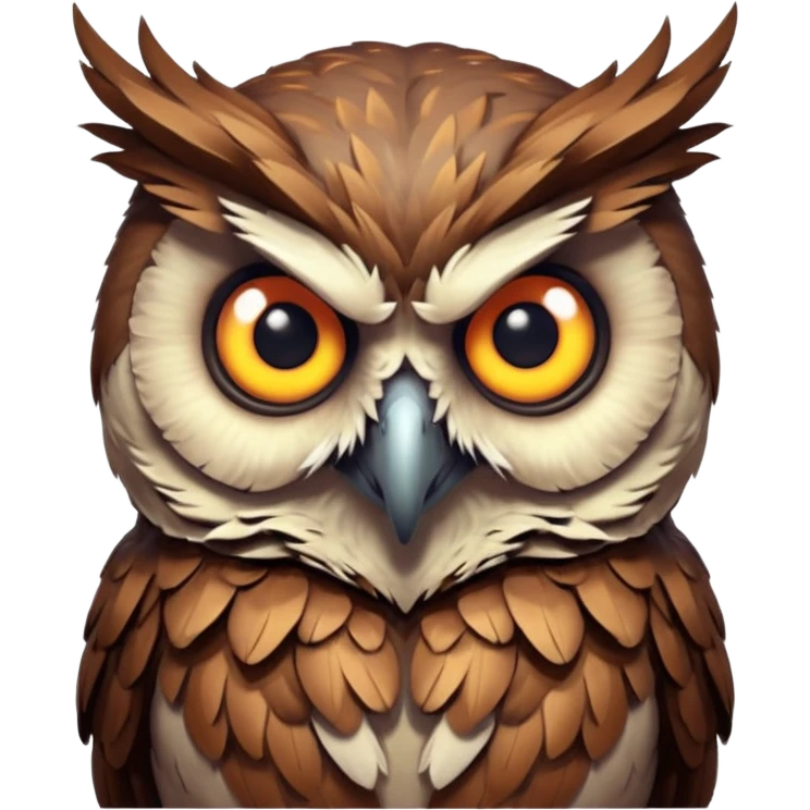 zombie owl portrait, head and shoulders only, ragged feathers, glowing eerie eyes, haunted night creature vibe, 3D cartoon, mobile game icon style, clean background, no text, no watermark
 emoji