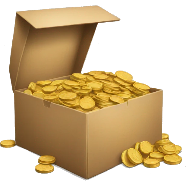 old open box filled with coins emoji