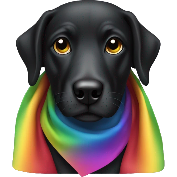 all black mongrel dog with rainbow bandana  emoji