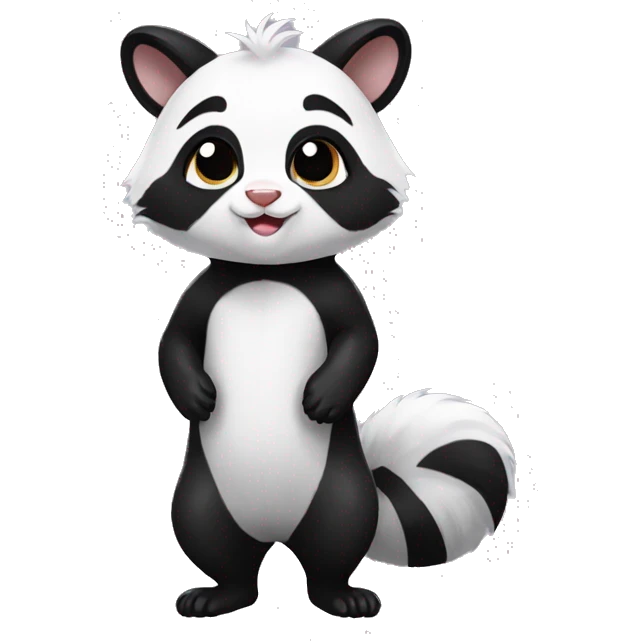 Cute skunk-panda-raccoon-ferret-cat-hybrid full body emoji