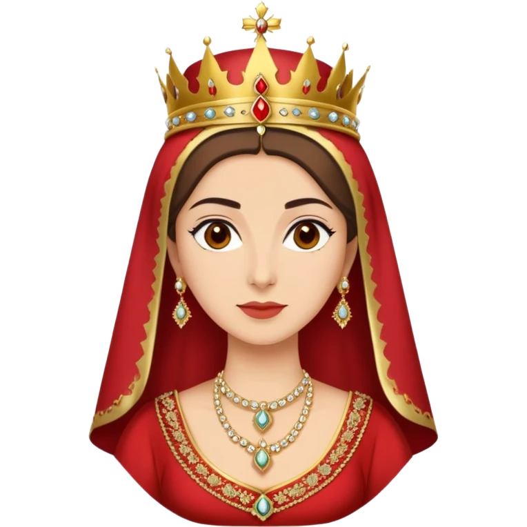 Ottoman queen with red dress and crown, imperial Turkish royal attire emoji