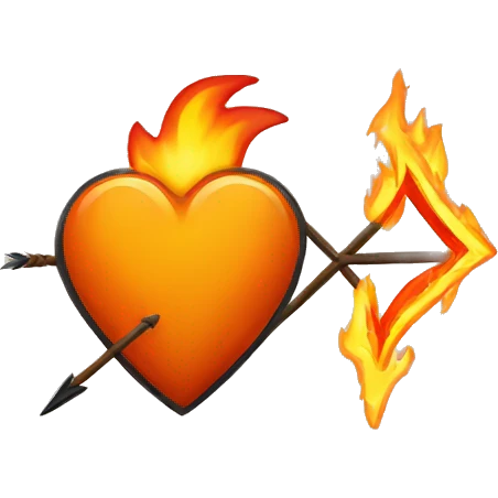 An orange heart on fire with an arrow through it emoji
