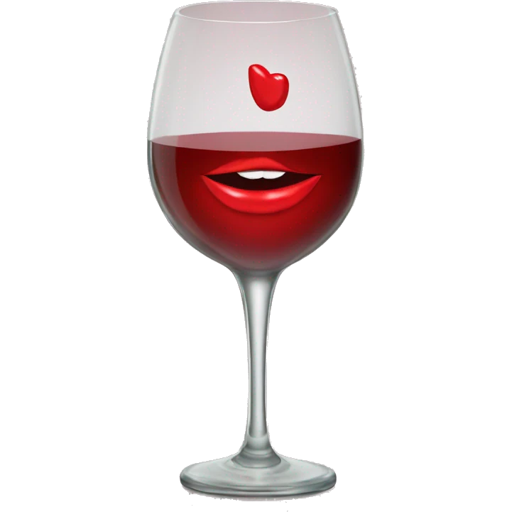 Wine glass with red kiss  emoji