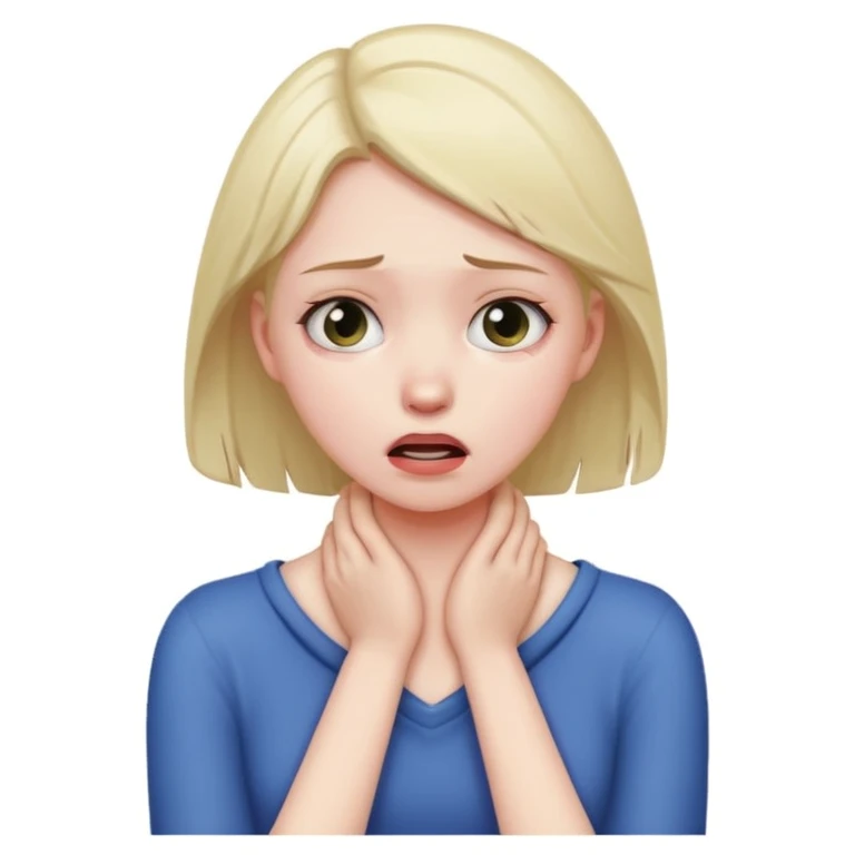 Girl choking self with hands emoji