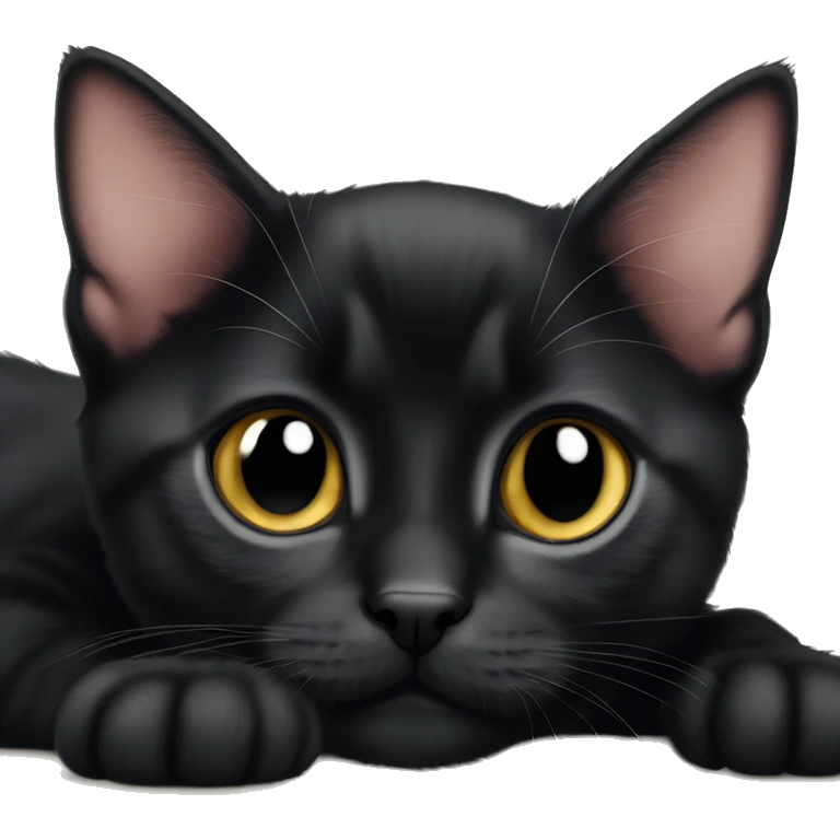 Black Bombay kitten laying emoji