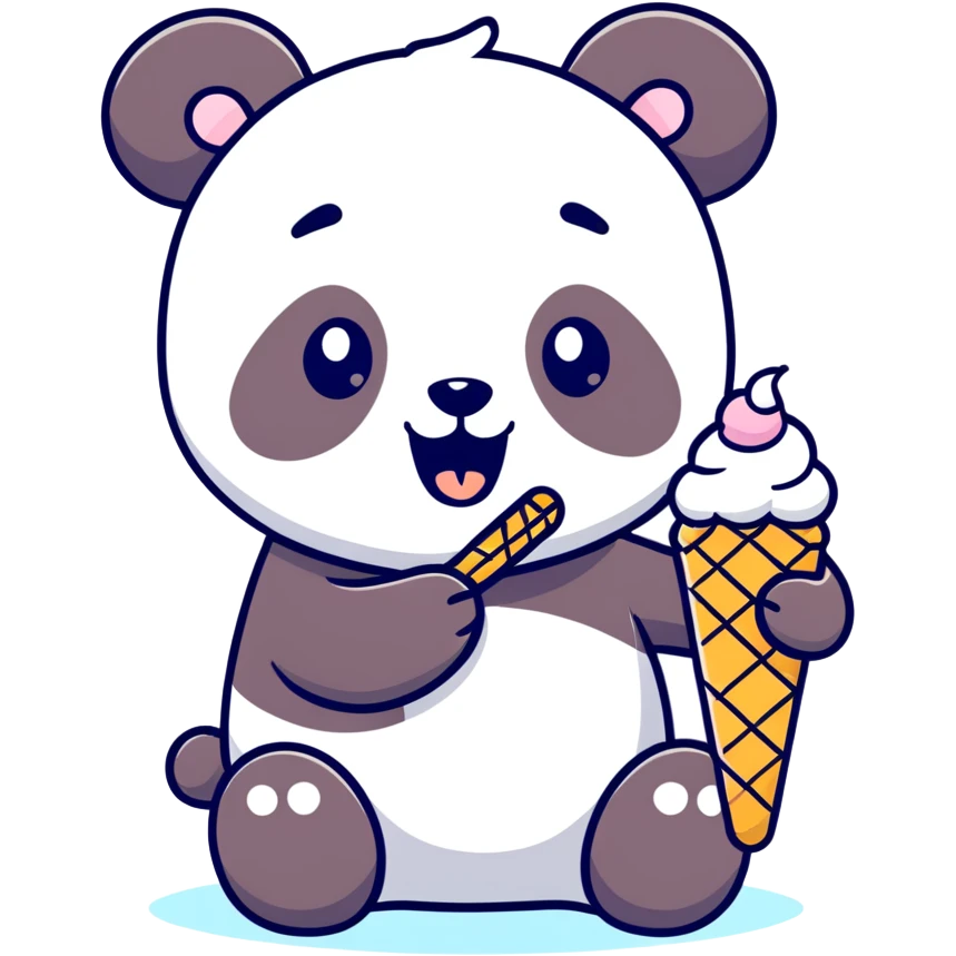 Panda eating ice cream emoji