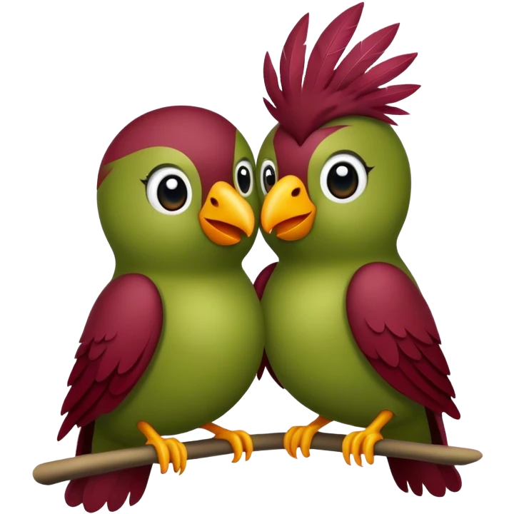 Burgundy Love birds olive color emoji