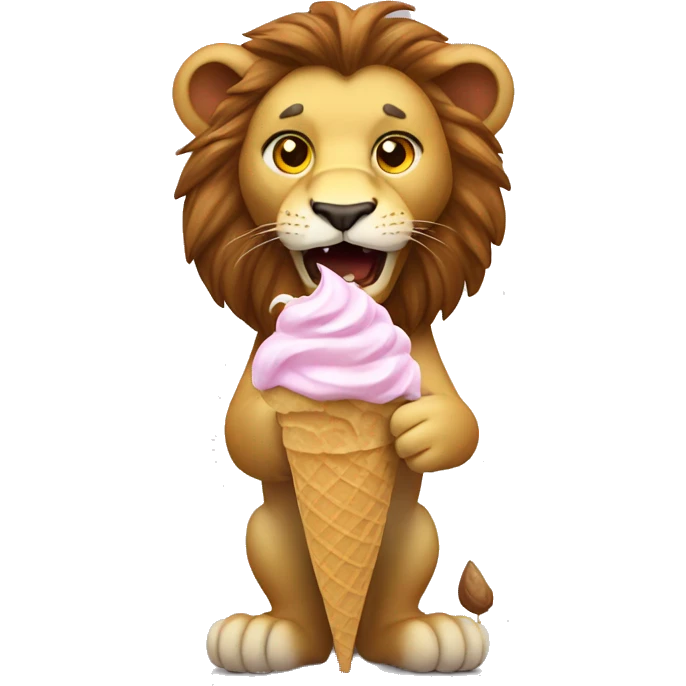Lion eating ice-cream emoji