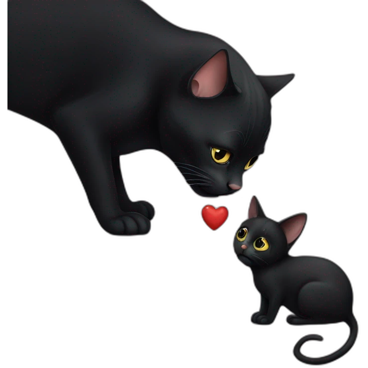 a black cat kisses a mouse emoji
