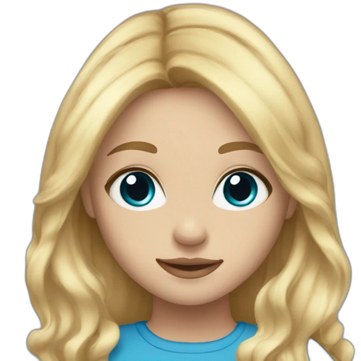 blonde girl with silky hair , darker blue eyes and light skin emoji