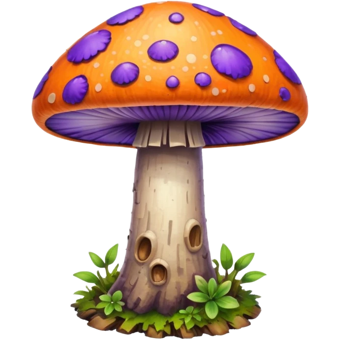wild colorful mushroom growing on tree emoji