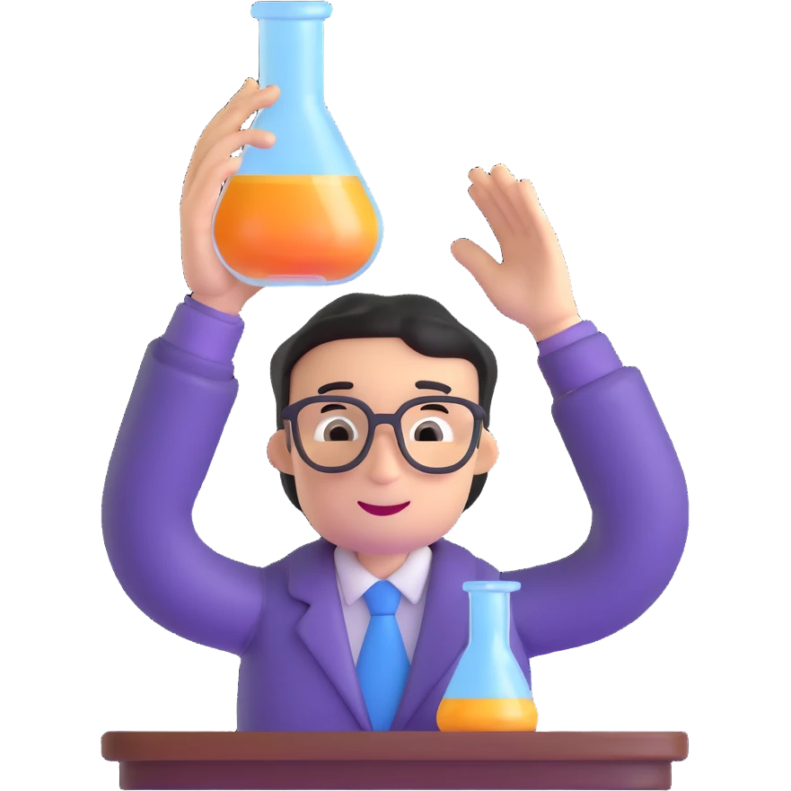 student raising hand with chemistry flask, asking about valency emoji