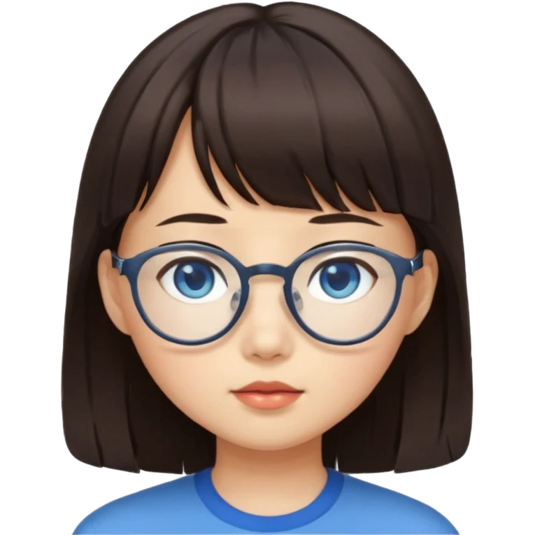 Asian girl with bangs and glasses with brunette blue eyed boy emoji