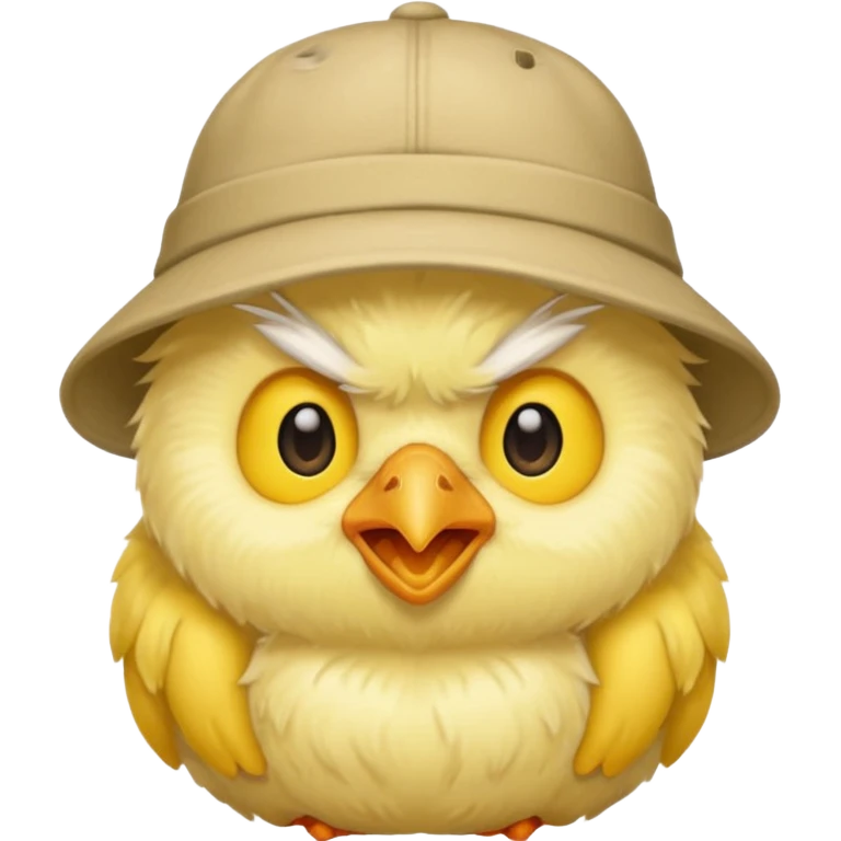 a grumpy chick wearing a hat emoji