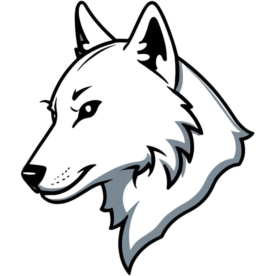 wolf head in profile view, side view of wolf face emoji
