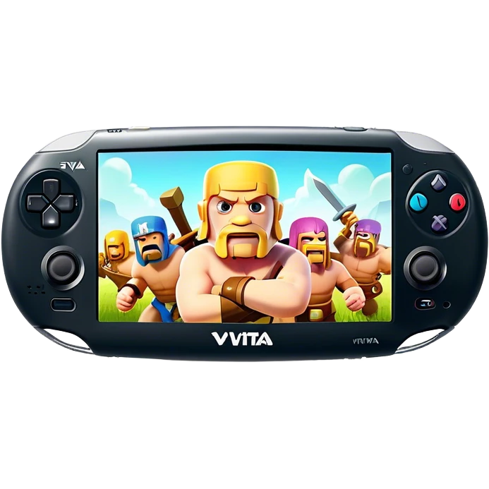 Clash of Clans aesthetic: Cinematic Playful PlayStation Vita Portrait Emoji, rendered in a 3D vector-style similar to standard emojis with minimal shading and bold, simplified shapes. A compact, distinct form with signature details, softly glowing with a cutting-edge console technology charm. Simplified yet unmistakably iconic, highly detailed and consistent, glowing with a soft radiance and high shine. Stylized with a touch of technological advancement and a soft glowing outline, capturing the essence of a beloved gaming relic with a friendly, playful manner! emoji