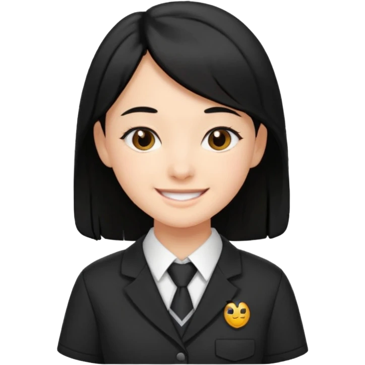 a middle school girl in a school uniform and black hair emoji