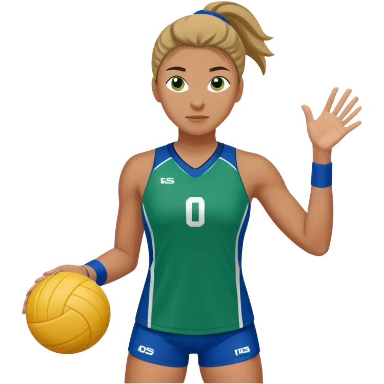 atleta de volei com a roupa verde, azul e branco emoji
