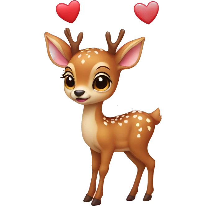 Baby deer with hearts  emoji