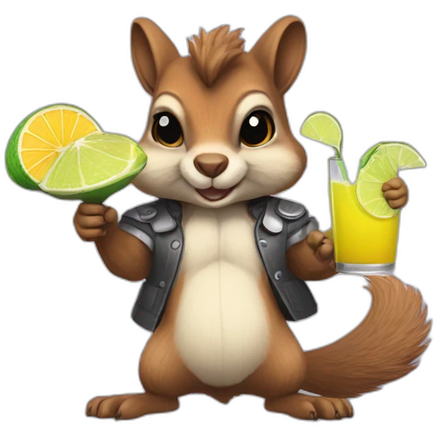 Badass squirrel serving margaritas emoji