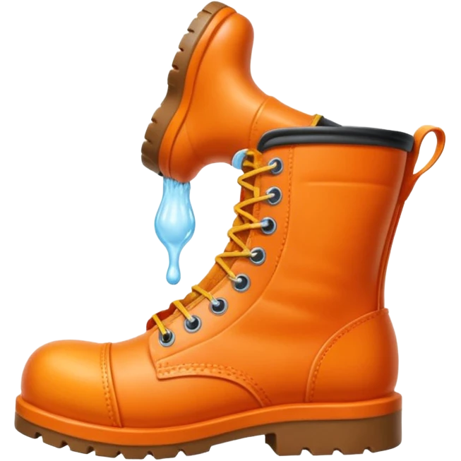 Person licking a large orange work boot emoji