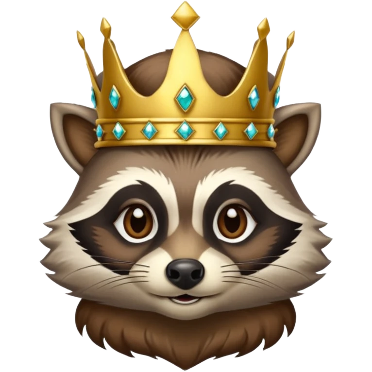 King Racoon with gold jewelled crown emoji
