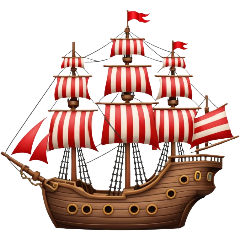 pirate ship red and white lines  emoji
