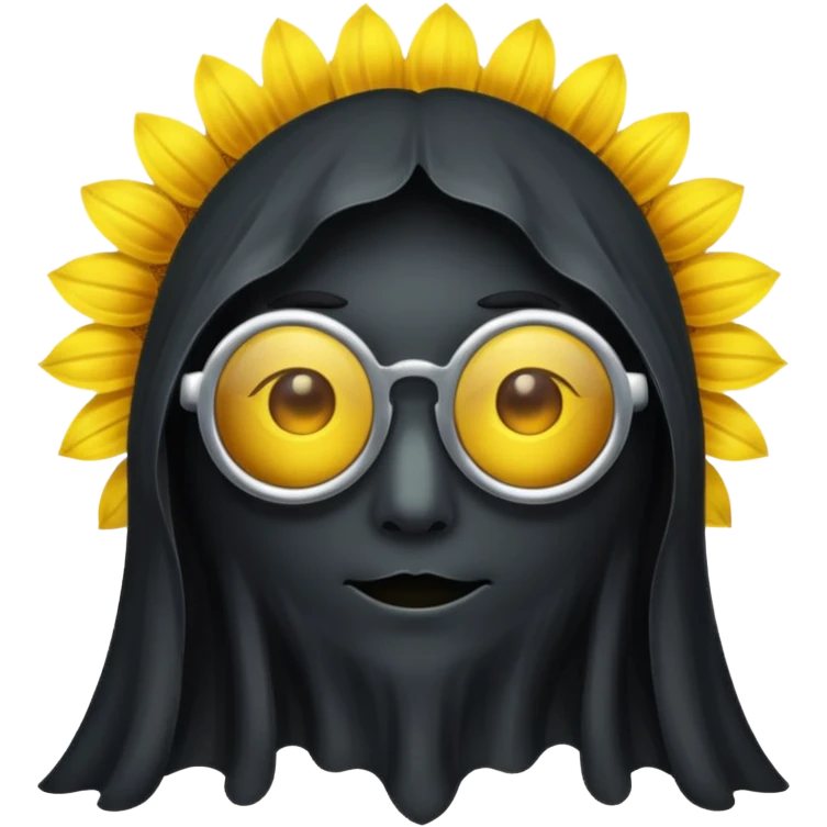 Black ghost with sunflower glasses emoji