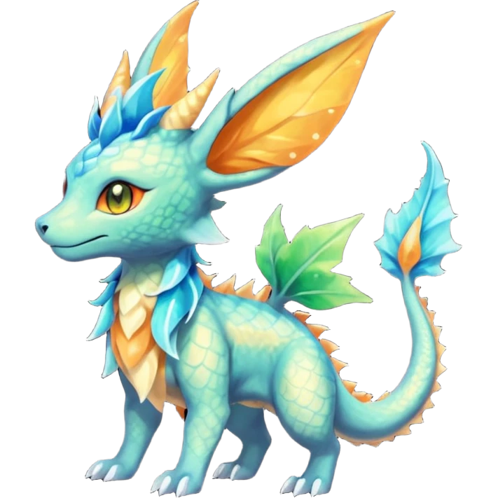 Rocky crystallic Shiny ethereal elemental Salandit-Leafeon-Vaporeon-hybrid-fusion (full body) emoji
