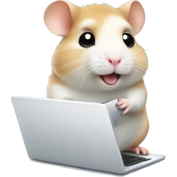 cute hamster working with laptop emoji