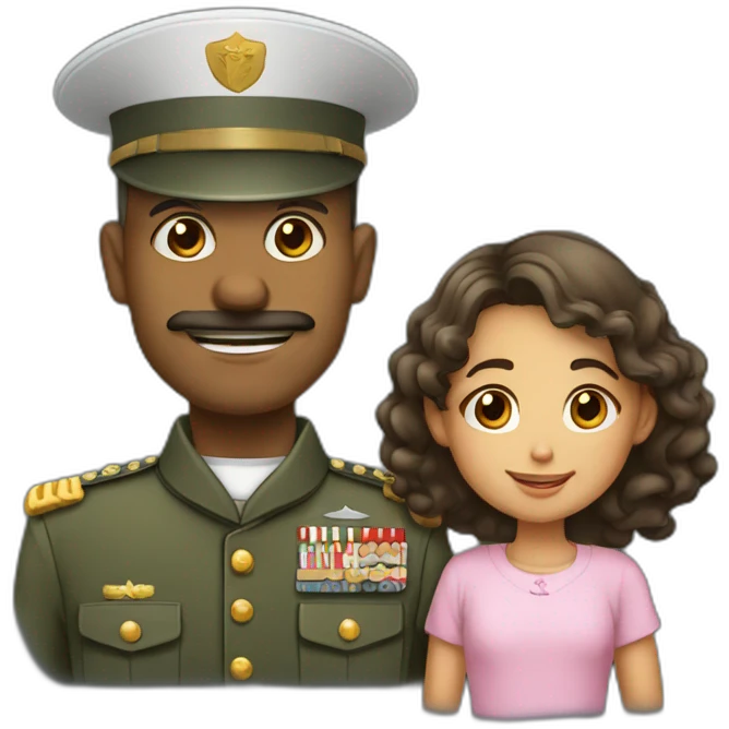 papa militar joven con hija emoji