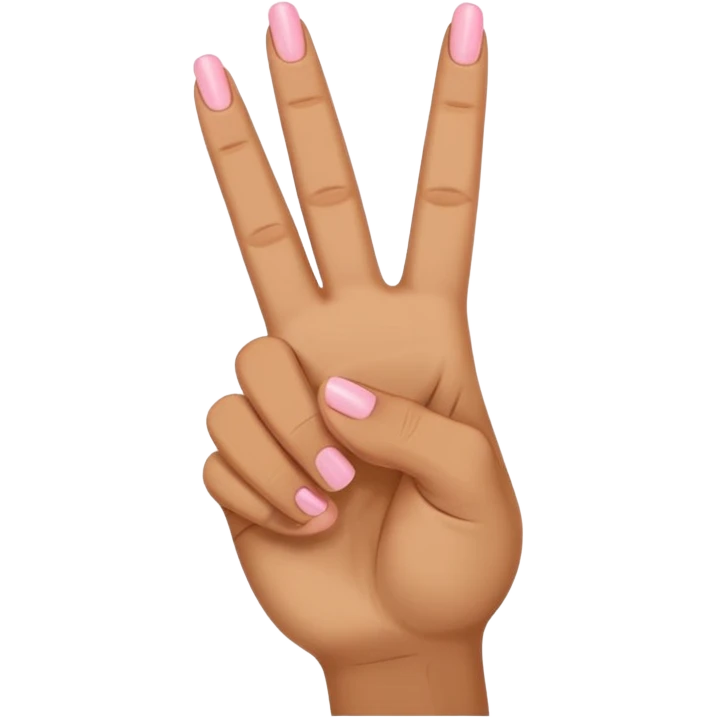 peace sign emoji but with the middle and ring fingers up instead of the index and middle finger. Keep the pinky, index, and thumb down. So the order should be pinky (down) ring finger (up) middle finger (up) index finger (down) thumb (down and on top of the index finger holding it down) emoji