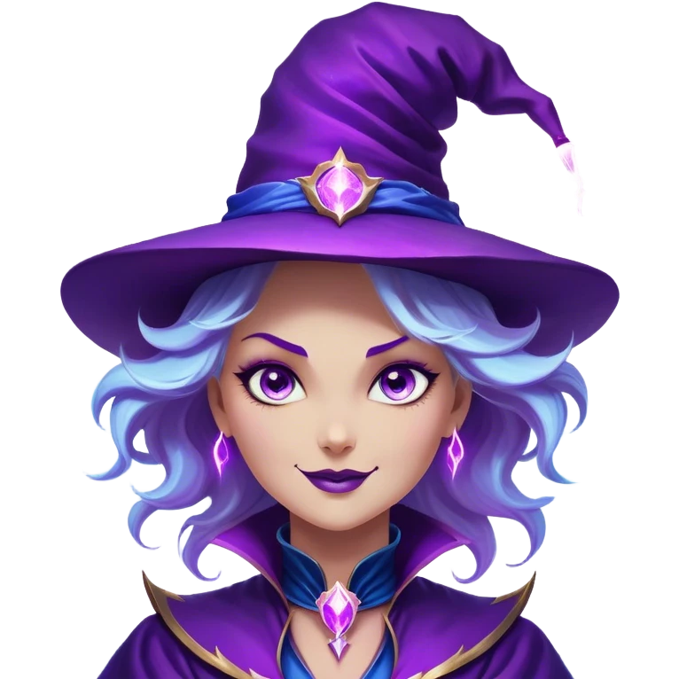 Cinematic Comical Anthropomorphic Thunderstorm Character Portrait Emoji, A personified storm cloud with a mischievous smirk, crackling with tiny sparks of lightning, wearing a flamboyant purple magician’s hat, slightly tilted for extra flair, bold and exaggerated facial expressions filled with electrifying confidence, deep stormy blues and purples swirling within its cloudy form, wide, expressive glowing eyes filled with playful trickery, highly detailed, soft glowing edges, dramatic yet whimsical, infused with an air of magical mischief, radiating an electrifying presence, striking yet hilarious, meme-worthy and instantly iconic! ⚡🎩 emoji