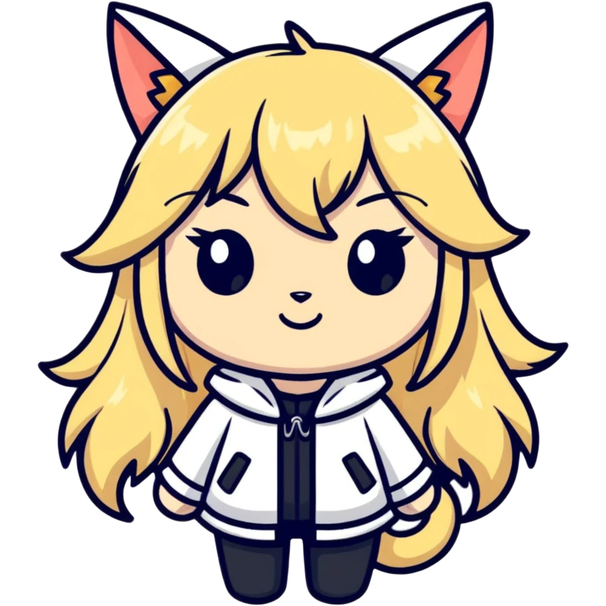 petite blonde catgirl long hair emoji