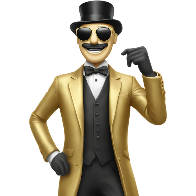monopoly man in golden clothes celebrating in sunglasses emoji