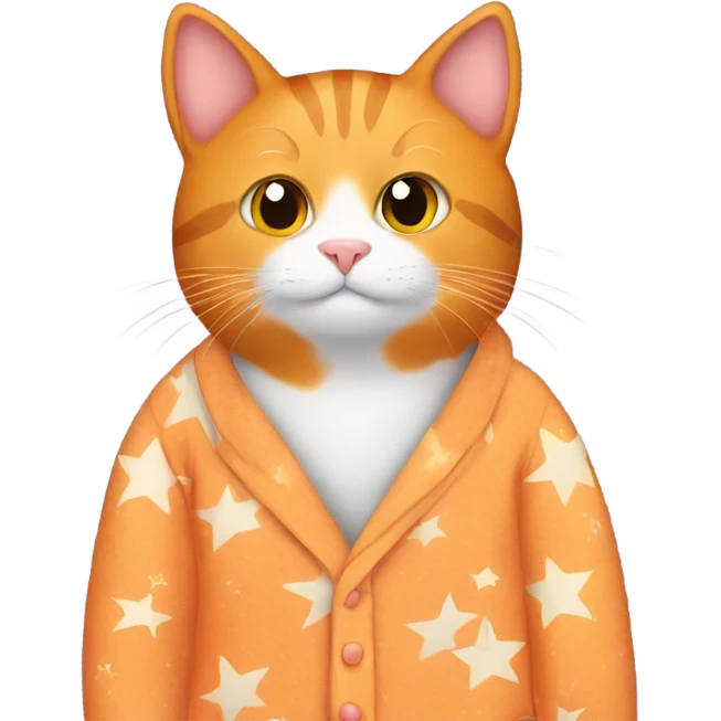 Orange cat in pajamas with stars emoji