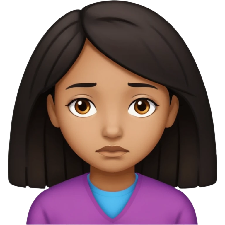 brown girl who as medium black hair who is sad emoji