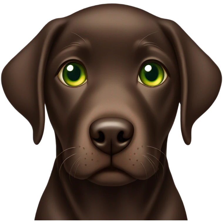 Chocolate Labrador puppy with green eyes emoji