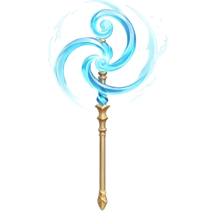 wind elemental staff object icon, fantasy magic staff, swirling wind aura, light blue glow, floating air particles, elegant design, 3D cartoon, mobile game icon style, centered, clean background, soft shadow, no text, no watermark
 emoji