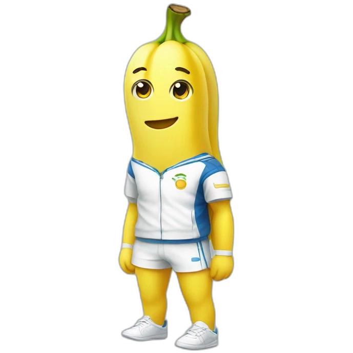 kawaii cute banana in tennis uniform emoji