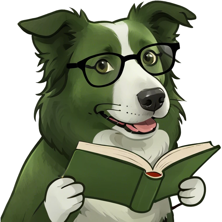 Border Collie Reading a Book with Glases  emoji