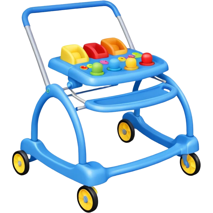 blue baby walker with toys on it emoji