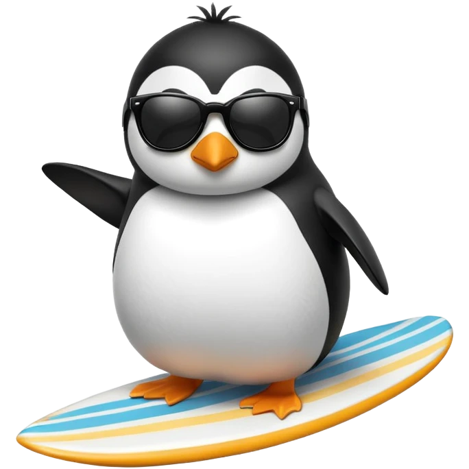penguin with sunglasses surfing  emoji