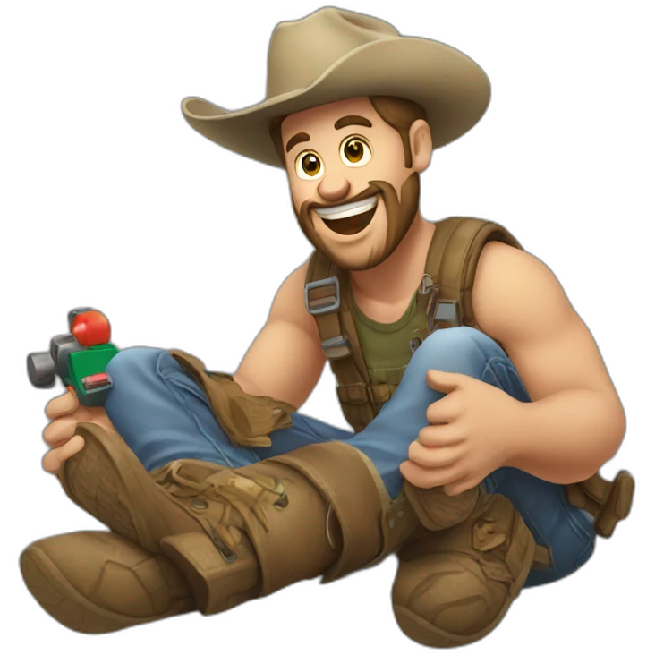 Redneck Guy Playing with Toys emoji